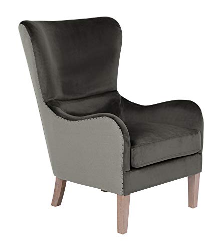 Modern Farmhouse Wingback Chair, Dark Gray/Gray
