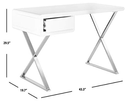 Safavieh Home Collection Hanover Desk, White/Chrome