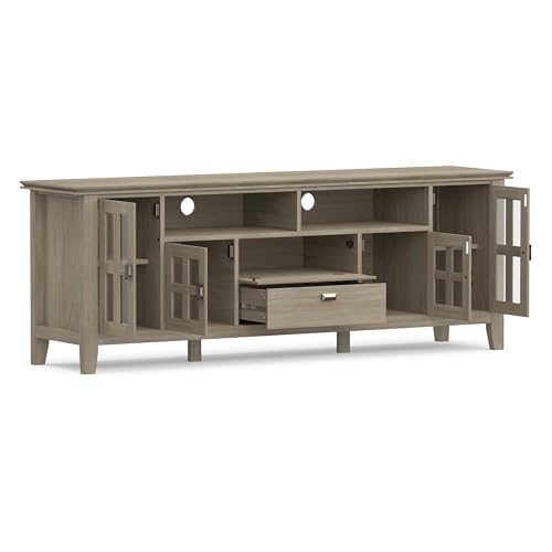 Artisan 72" Wide Solid Wood TV Stand in Distressed Grey, view 6