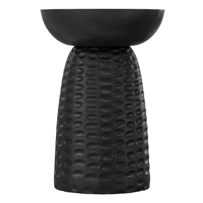 Boyd End Table - 13" Wide x 18" High Solid Mango Wood Round Accent Table in Black, Handcrafted Contemporary Nightstand or Lamp Stand for Living Room, Bedroom, or Office, Assembled