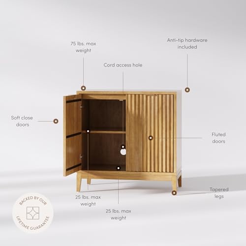 Nathan James Jasper Wood Modern Sideboard Accent Storage Cabinet with Fluted, view 6