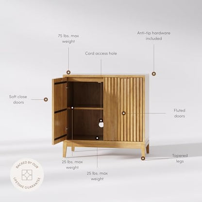 Nathan James Jasper Wood Modern Sideboard Accent Storage Cabinet with Fluted, view 6