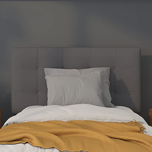 Bedford Tufted Upholstered Twin Size Headboard in Dark Gray Fabric