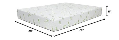 Twin Size, 6 Inch Anula Green Tea Infused Memory Foam Mattress, Bed in a Box, CertiPUR-US Certified
