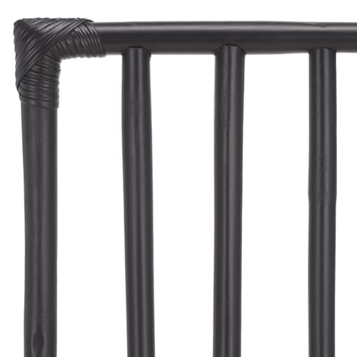 SAFAVIEH Furniture - Amal 23.6" Seat Height Counter Stool - White & Black - Handwoven Rattan Design - Fully Assembled - Ideal for Kitchen, Dining Room & Kitchen Island (BST6510C)