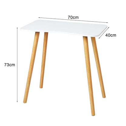 White Side Table, Small Table Stand for Living Room Bedroom Office, Modern Solid Wood End Accent Table with Spacious Desktop
