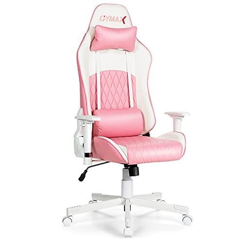 Gaming Chair, Pink Ergonomic High Back Computer Chair with Headrest & Lumbar Support, Racing Style Desk Task Rolling Chair for Home Office Gaming Working Studying