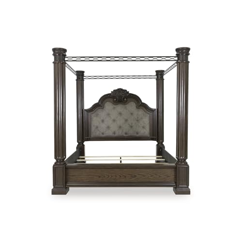 Dark Brown Wood Maylee King Canopy Bed Frame, view 4