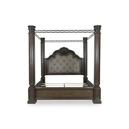 Dark Brown Wood Maylee King Canopy Bed Frame, view 4