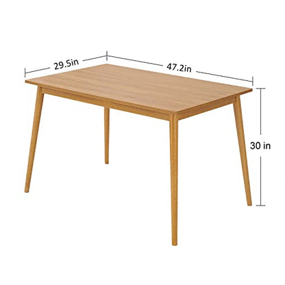 Modern Dining Table 47 Inch Kitchen Table with Solid Wood Leg Oak Finish Dinner, view 4