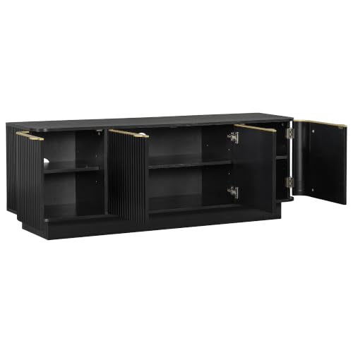 59.1" Fluted TV Stand with Storage Cabinets, view 5