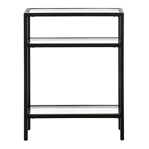 22" Wide Rectangular Console Table in Blackened Bronze, Entryway Table, Accent Table for Living Room, Hallway | Industrial-style console table with open shelving and durable metal frame for living rooms, entryways, or offices