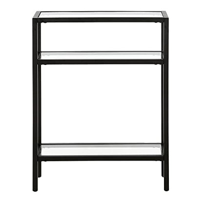 22" Wide Rectangular Console Table in Blackened Bronze, Entryway Table, Accent Table for Living Room, Hallway | Industrial-style console table with open shelving and durable metal frame for living rooms, entryways, or offices