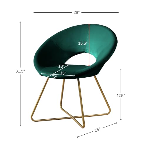 Slatina Green Silky Velvet Upholstered Accent Chair with Gold Tone Finished Base