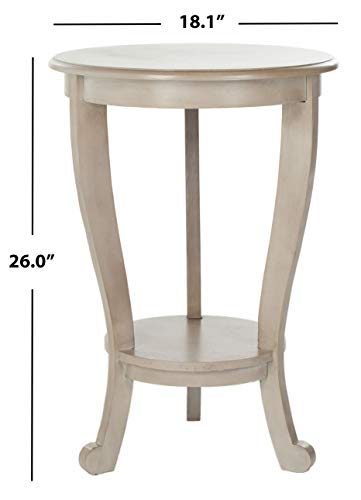 SAFAVIEH Furniture - Mary Pedestal Table - Vintage Grey - Solid Wood - Farmhouse Pedestal Design - Ideal for Living Room, Entryway, Home Office, 18.1" W x 18.1" D x 26" H (AMH5711A)