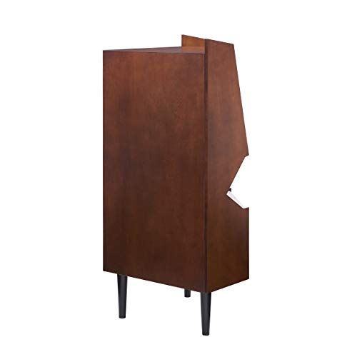 Larson Corner Storage Bar Cabinet, brown.