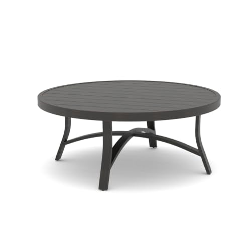 45-Inch Round Patio Coffee Table, Durable Aluminum Outdoor Side Table with Weather-Resistant Design for Garden, Deck, or Backyard