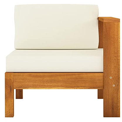 Wooden Lounge Set Cream White Solid Acacia Wood 8-piece Patio Outdoor Furniture Set with Cushions sectional Sofa Table for Garden Backyard Relaxation