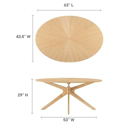 Crossroads 63Inch Oval Dining Table Solid Wood Oak Finish Modern Kitchen Room Entertaining Home Furniture Quality Stylish Elegant Durable Refined Versatile Contemporary