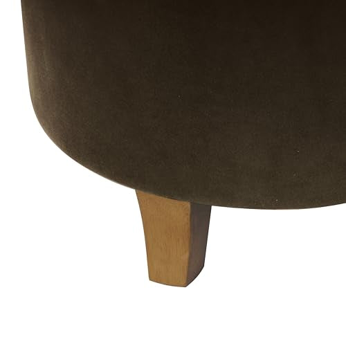 19" Velvet Button Tufted Round Storage Ottoman - Brown Velvet