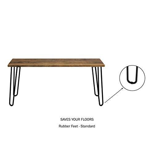 Coffee Table with Hairpin Legs - Modern Industrial Style Home Decor - Woodgrain-Look and Steel Accent Living Room Furniture (Brown)