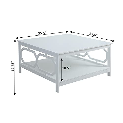 Omega Square 36" Coffee Table, White