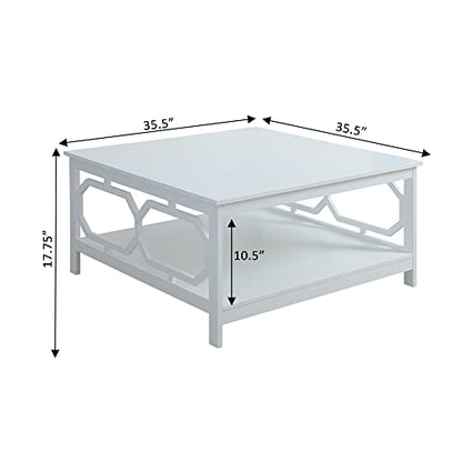 Omega Square 36" Coffee Table, White