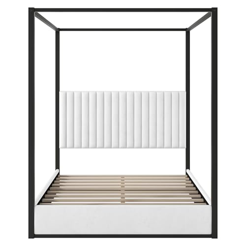 LUMISOL Queen Size Upholstered Canopy Bed, view 5