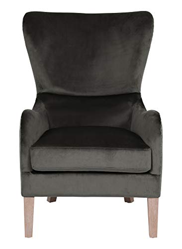Modern Farmhouse Wingback Chair, Dark Gray/Gray