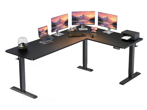 75" x 63" L Shaped Standing Desk Electric Adjustable Height, Black, view 2