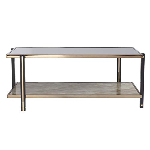 Thornsett Cocktail Table with Mirrored Top - Transitional Design, Champagne Glass and Wood - Ideal for Living Room, Family Room (CK1131200)