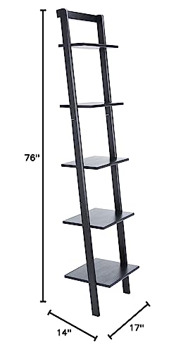 SAFAVIEH Home Collection Allaire Black 5-Tier Leaning Storage Display Shelves Living Room Bedroom Office Etagere