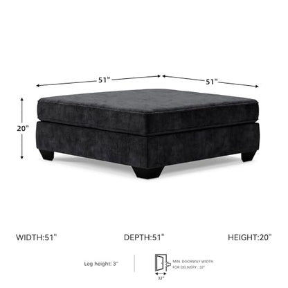 Signature Design by Ashley Lavernett Contemporary Square Oversized Accent Ottoman, Dark Gray
