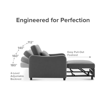 Sophie 4-in-1 Convertible Sleeper Chair Bed, Accent Chair, Chaise Lounge, Comfy Reading Armchair, Pull Out Sofa Bed with Adjustable Backrest for Living Room, Bedroom (Dark Gray Fabric)