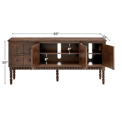 65" TV Entertainment Console, Buffet Cabinet, Cocoa Brown, view 3
