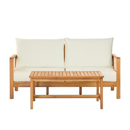 Crew Acacia Wood Outdoor Loveseat and Coffee Table Set, view 7