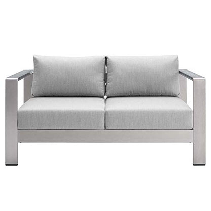 Shore Aluminum 3 Piece Outdoor Patio Furniture Set | Weatherproof | Sunbrella Cushions | Sofa, Loveseat, Coffee Table