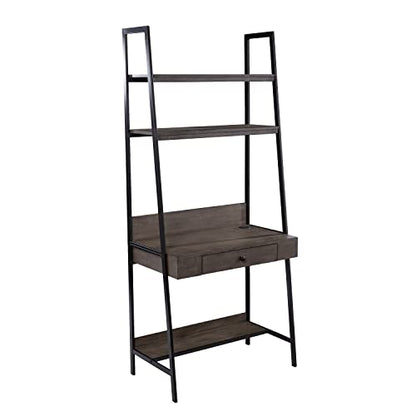 Lizvan Industrial Ladder Desk with Storage - Industrial Design, Grey Iron and Wood - Ideal for Home Office, Bedroom (HO1133637)