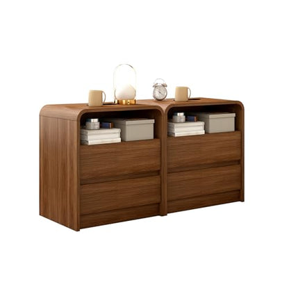 Nightstand Set of 2 w/Charging Station, 2 Drawers & Open Shelf, view 2