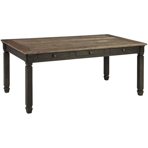 Signature Design by Ashley Tyler Creek Farmhouse Dining Table with Drawers, Seats up to 6, Almost Black
