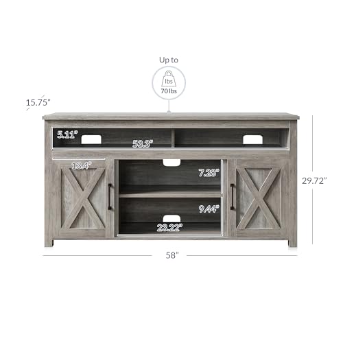 58" Corin TV Stand & Media Entertainment Center - Gray Wash, view 4
