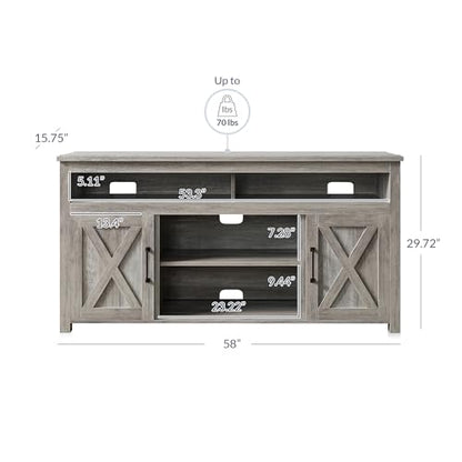 58" Corin TV Stand & Media Entertainment Center - Gray Wash, view 4