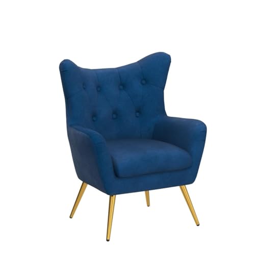 Velvet Tufted Accent Chair, Modern Wingback Arm Chair, Navy