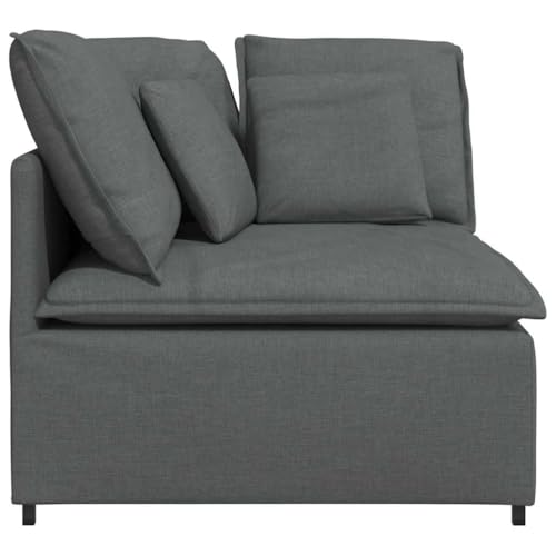Modular Corner Sofa Module, Modern Fabric Accent Chair for Living Room, Charcoal Gray Upholstered Seat with Deep Cushions, 39.4 Inch Square Modular Furniture, Easy Setup