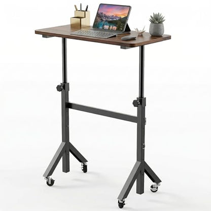 28-46" Small Standing Desk Adjustable Heigh, Mobile Stand Up Desk with Wheels, view 2