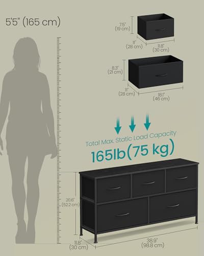 Dresser for Bedroom, Wide Dresser with 5 Fabric Drawers, view 4
