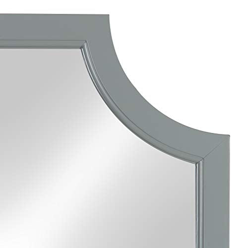Hogan Wood Framed Mirror with Scallop Corners, 24x36 Inches, Gray