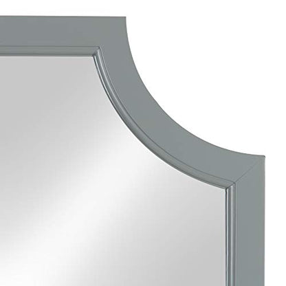 Hogan Wood Framed Mirror with Scallop Corners, 24x36 Inches, Gray