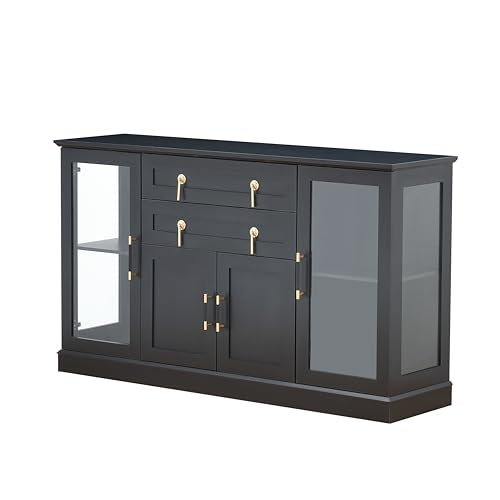 Large Sideboard Buffet Cabinet with LED and Drawers, view 2