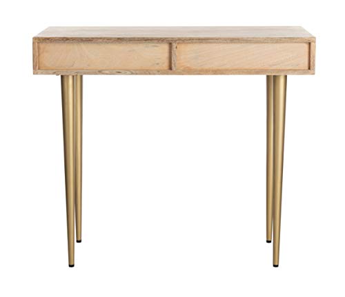 Safavieh Home Office Leni Modern Natural and Grey and Brass 1-drawer Desk